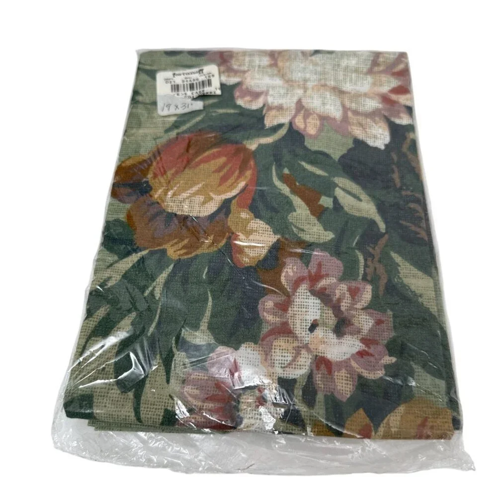 Vintage Pillowcase Fortunoff Green Floral Dan River Standard Size Cotton Blend
